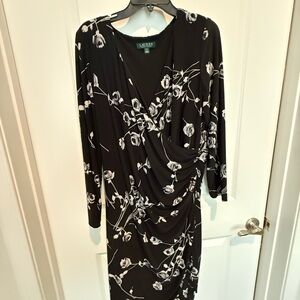 Ralph Lauren Black and White Long Sleeve wrap Dress